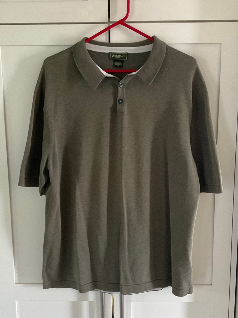 Eddie Bauer Men's Olive-Green Short Sleeve Polo